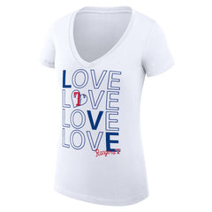 Texas Rangers G-III 4Her by Carl Banks Women's Super-Slim Fit Lightweight Love Graphic Team V-Neck T-Shirt White