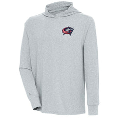 Columbus Blue Jackets Antigua Saga Pullover Hoodie - Heather Gray Hoodies