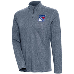 New York Rangers Antigua Women's Confront Quarter-Zip Pullover Top - Heather Navy Pullover