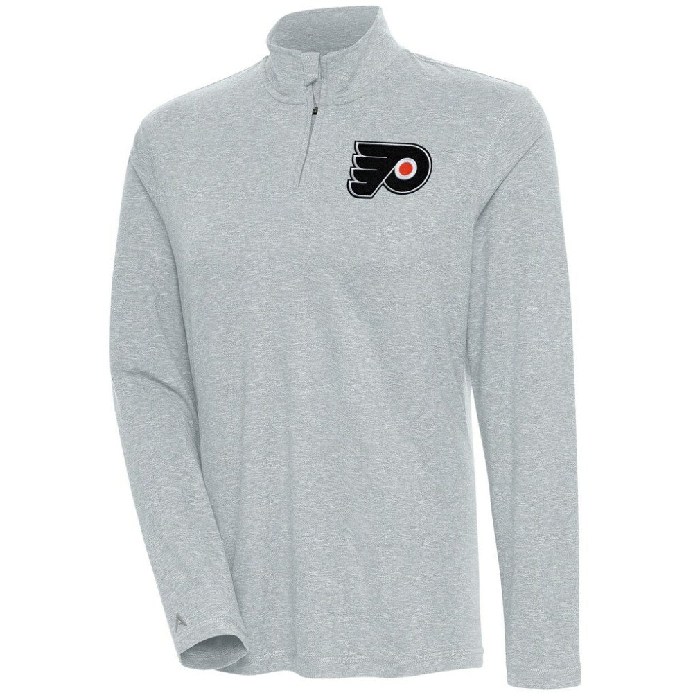 Philadelphia Flyers Antigua Women's Confront Quarter-Zip Pullover Top - Heather Gray Pullover