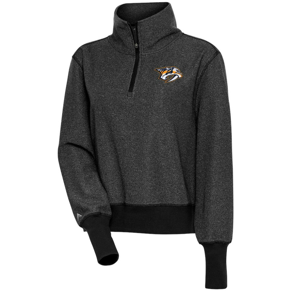 Nashville Predators Antigua Women's Upgrade Half-Zip Pullover Top - Heather Black Pullover