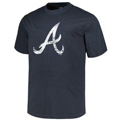 Atlanta Braves Profile Big & Tall Weathered Logo T-Shirt Heather Navy