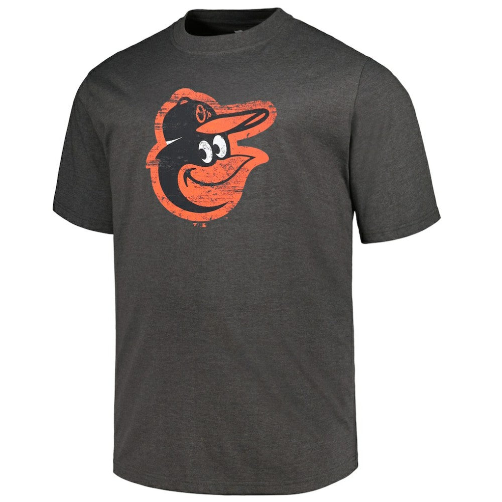 Baltimore Orioles Profile Big & Tall Weathered Logo T-Shirt Heather Black