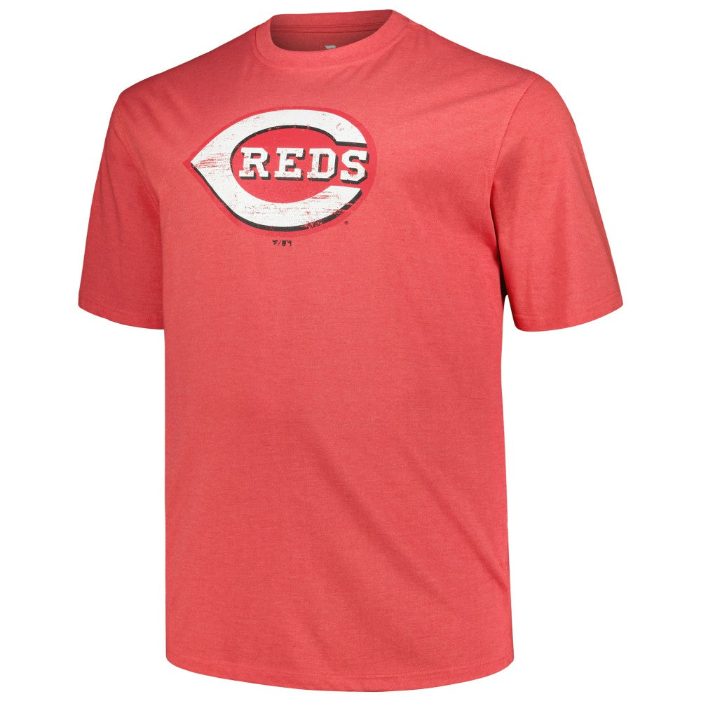 Cincinnati Reds Profile Big & Tall Weathered Logo T-Shirt Heather Red