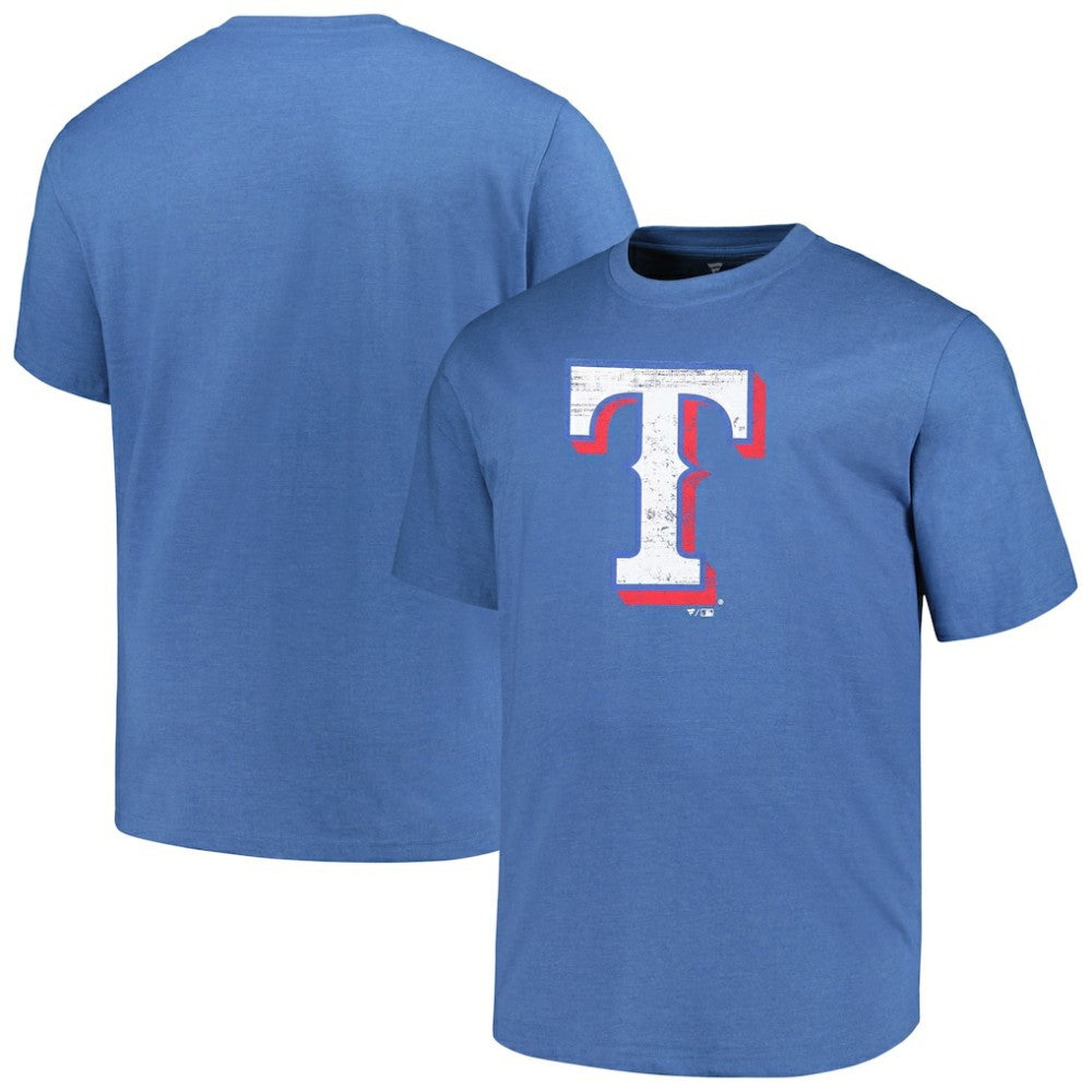 Texas Rangers Profile Big & Tall Weathered Logo T-Shirt Heather Royal