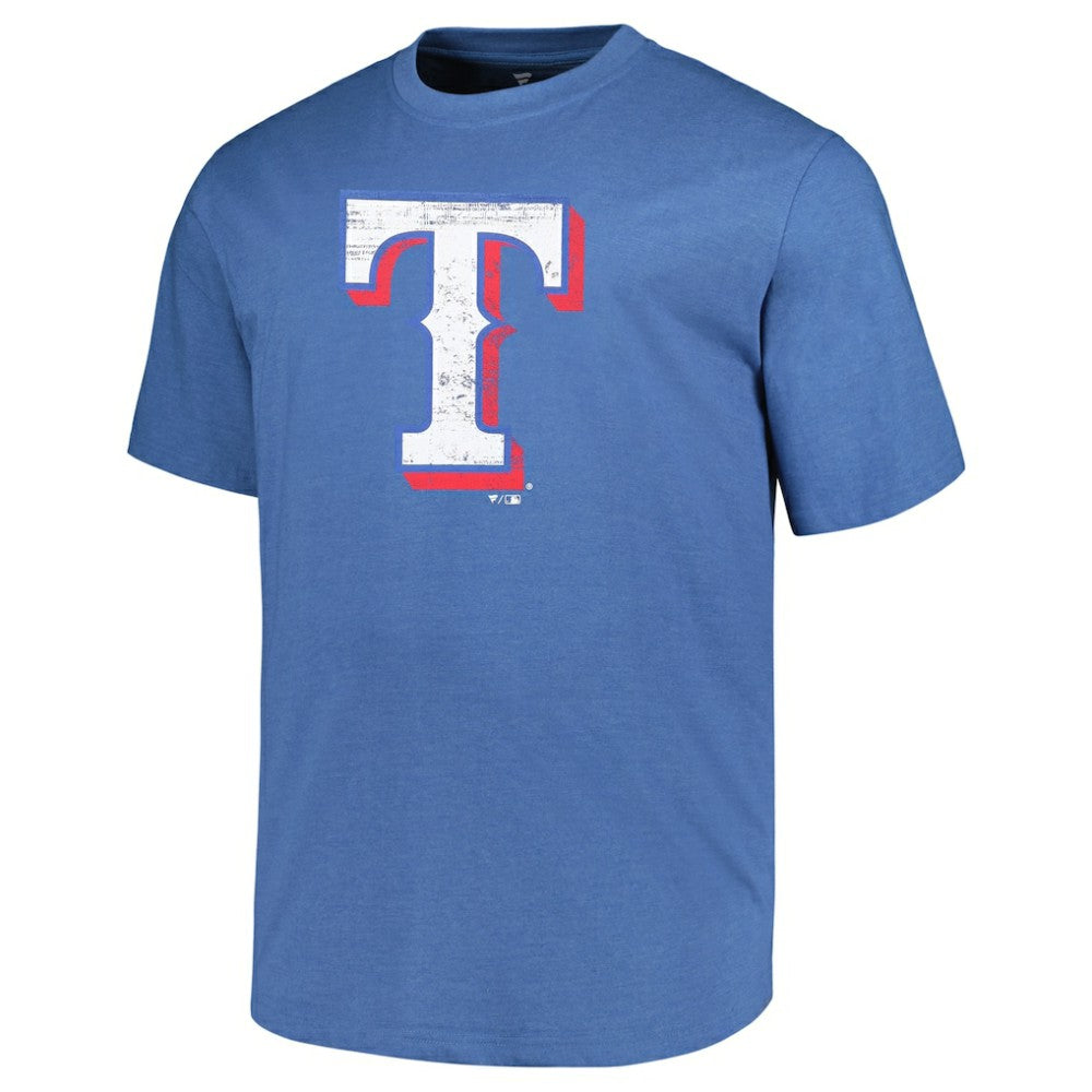 Texas Rangers Profile Big & Tall Weathered Logo T-Shirt Heather Royal