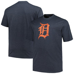 Detroit Tigers Profile Big & Tall Weathered Logo T-Shirt Heather Navy