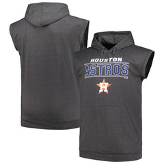 Houston Astros Profile Big & Tall Muscle Sleeveless Pullover Hoodie Heather Charcoal