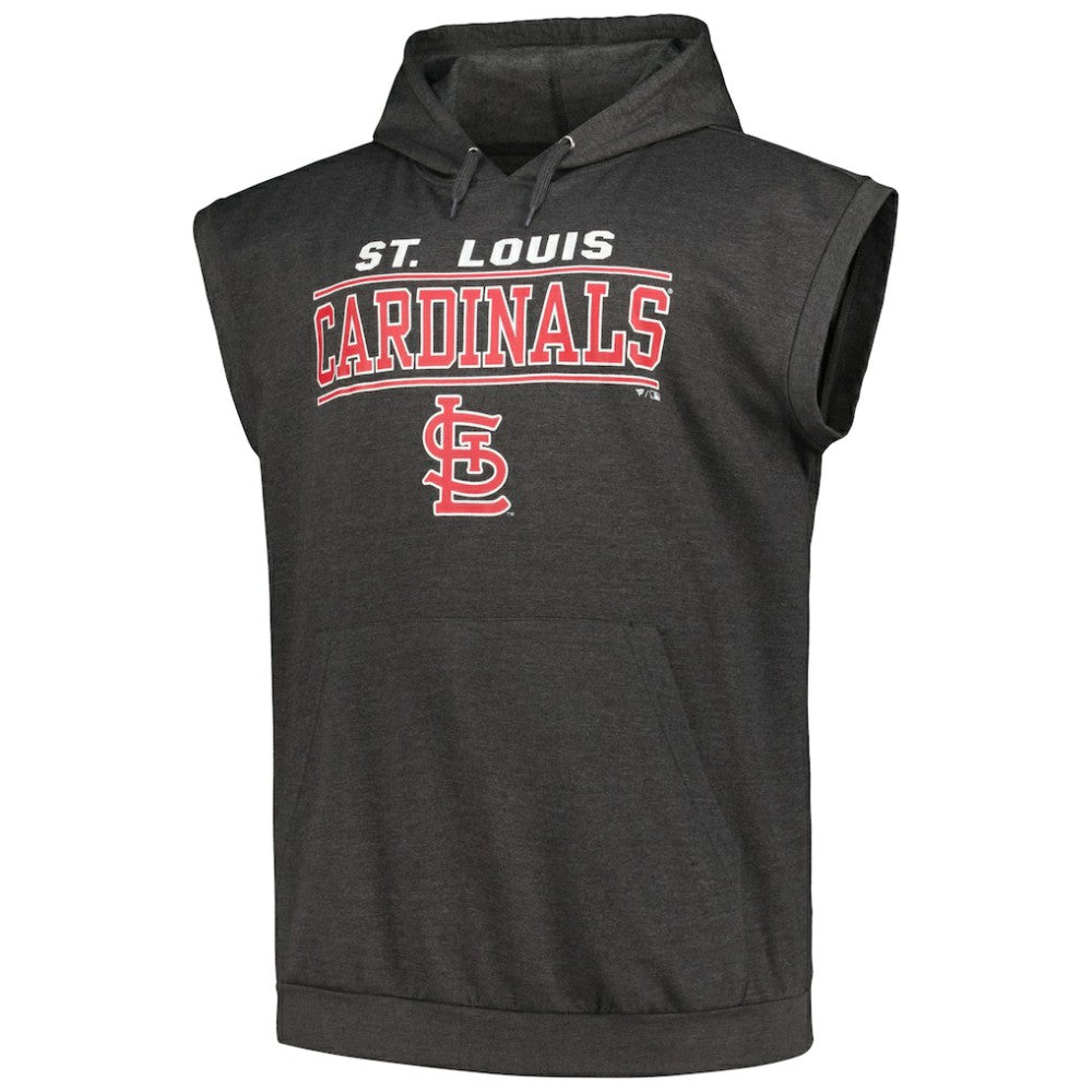 St. Louis Cardinals Profile Big & Tall Muscle Sleeveless Pullover Hoodie Heather Charcoal