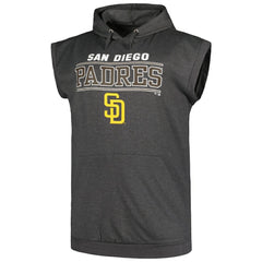 San Diego Padres Profile Big & Tall Muscle Sleeveless Pullover Hoodie Heather Charcoal