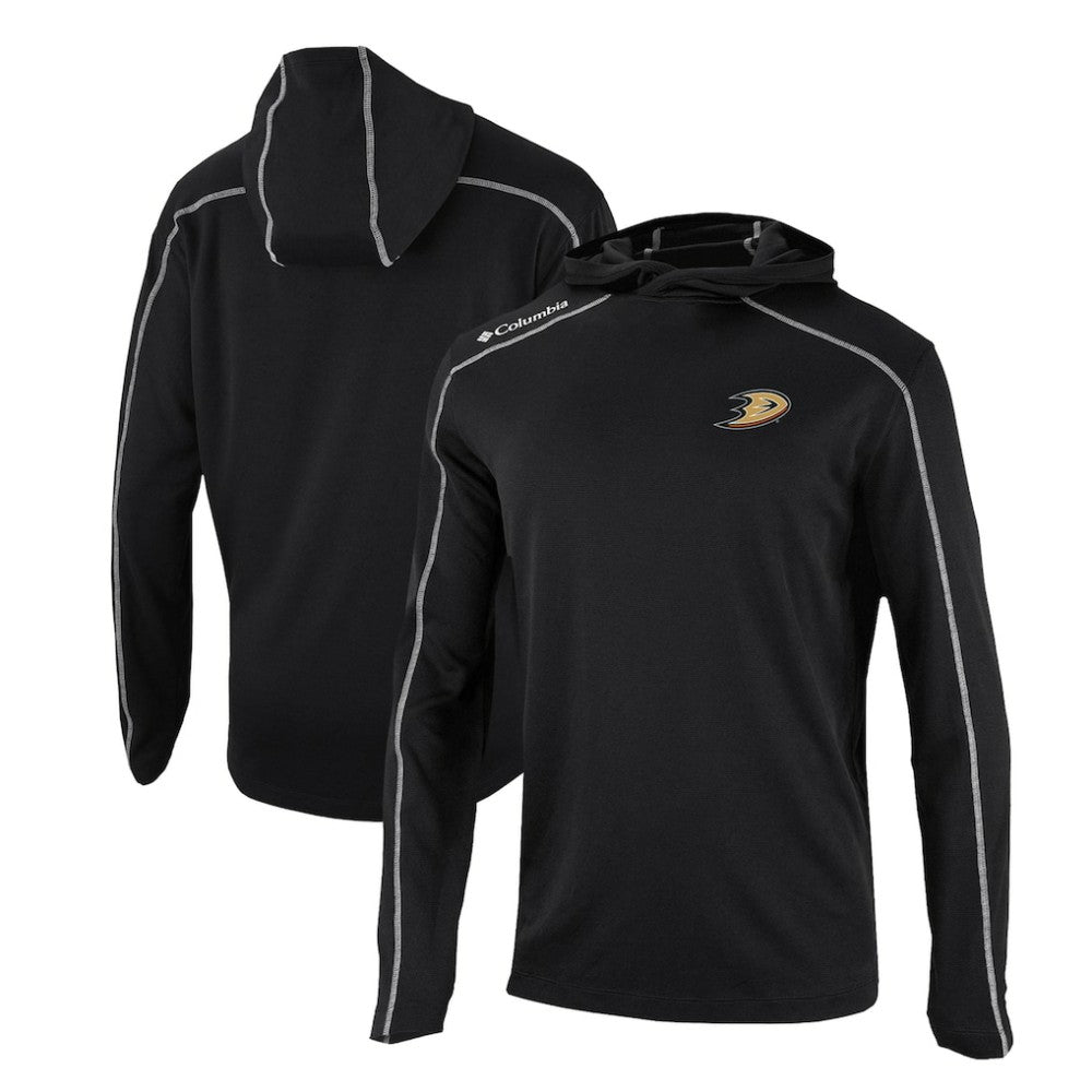 Anaheim Ducks Columbia Omni-Wick Shotgun Long Sleeve Hoodie T-Shirt - Black T-shirts
