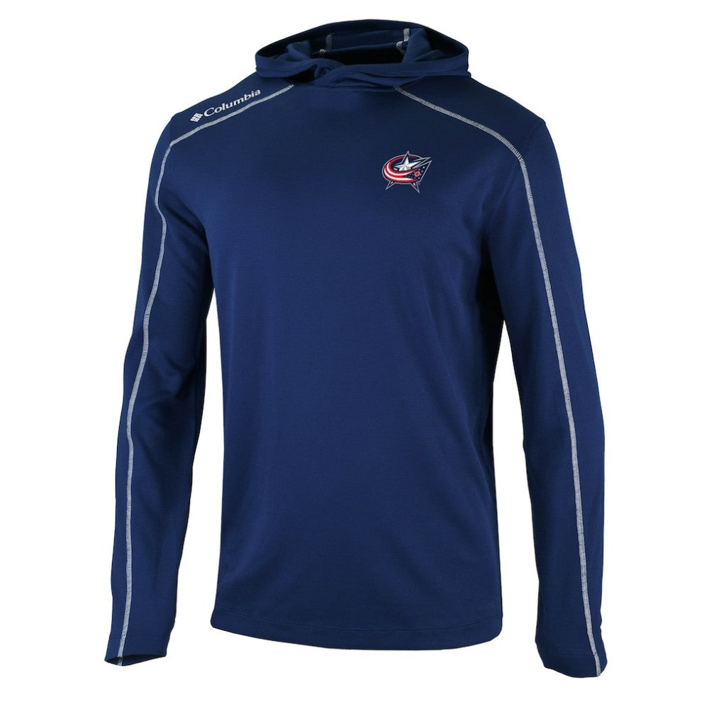 Columbus Blue Jackets Columbia Omni-Wick Shotgun Long Sleeve Hoodie T-Shirt - Navy T-shirts