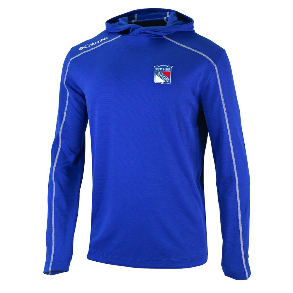 New York Rangers Columbia Omni-Wick Shotgun Long Sleeve Hoodie T-Shirt - Blue T-shirts
