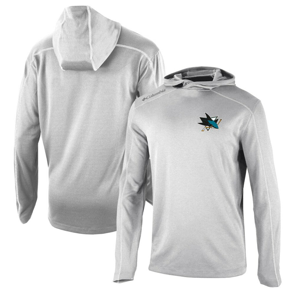 San Jose Sharks Columbia Omni-Wick Shotgun Long Sleeve Hoodie T-Shirt - Gray T-shirts