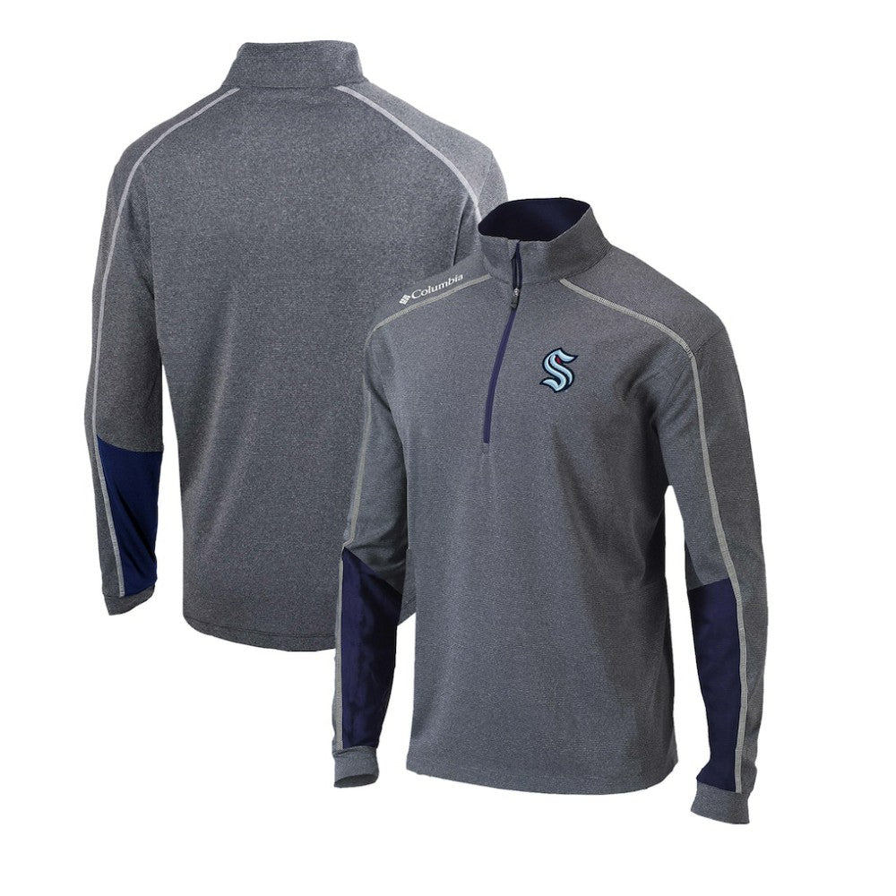 Seattle Kraken Columbia Omni-Wick Shotgun 2.0 Quarter-Zip Pullover Top - Gray/Navy Pullover