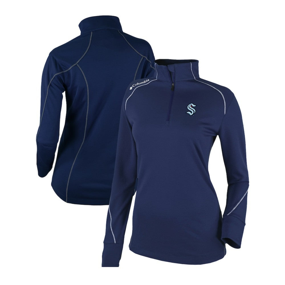 Seattle Kraken Columbia Women's Omni-Wick Shotgun 2.0 Quarter-Zip Pullover Top - Navy Pullover