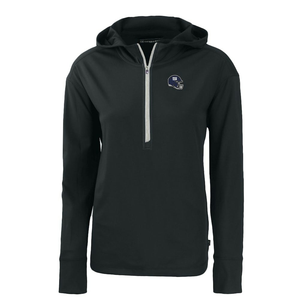 New York Giants Cutter & Buck Women's Helmet Daybreak Eco Recycled Half-Zip Hoodie - Black discount