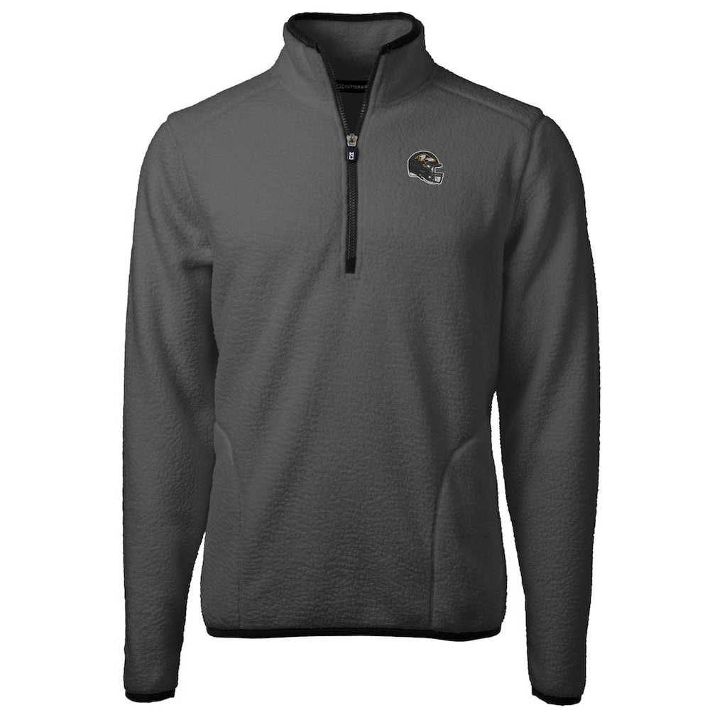 Baltimore Ravens Cutter & Buck Helmet Cascade Eco Sherpa Fleece Quarter-Zip Pullover Jacket - Gray/Black outlet