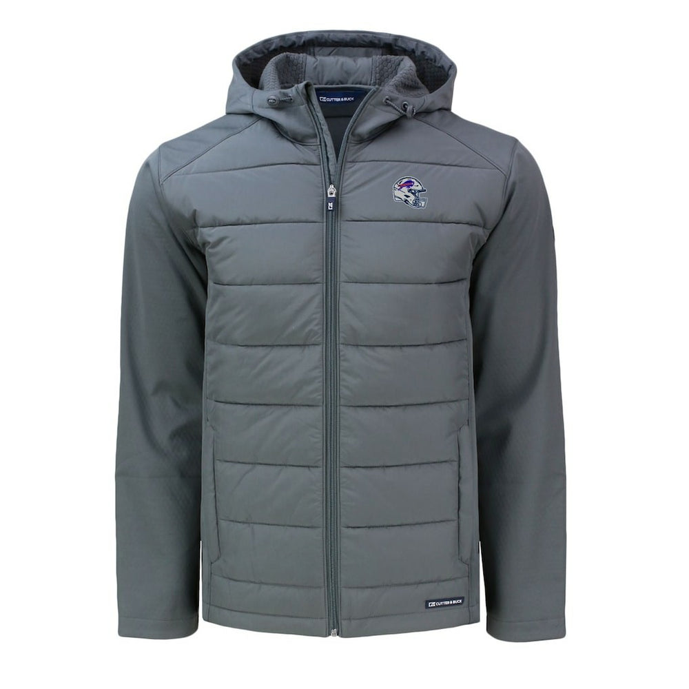 Buffalo Bills Cutter & Buck Helmet Evoke Hybrid Eco Softshell Recycled Full-Zip Hoodie Jacket - Gray discount