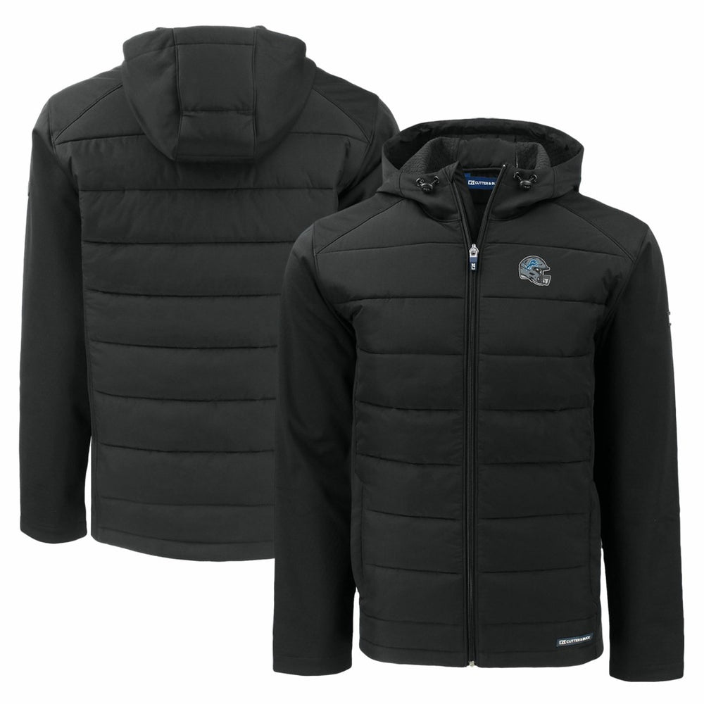 Detroit Lions Cutter & Buck Helmet Evoke Hybrid Eco Softshell Recycled Full-Zip Hoodie Jacket - Black outlet