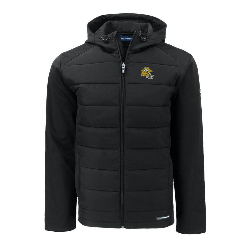 Green Bay Packers Cutter & Buck Helmet Evoke Hybrid Eco Softshell Recycled Full-Zip Hoodie Jacket - Black discount