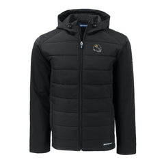 Jacksonville Jaguars Cutter & Buck Helmet Evoke Hybrid Eco Softshell Recycled Full-Zip Hoodie Jacket - Black for sale