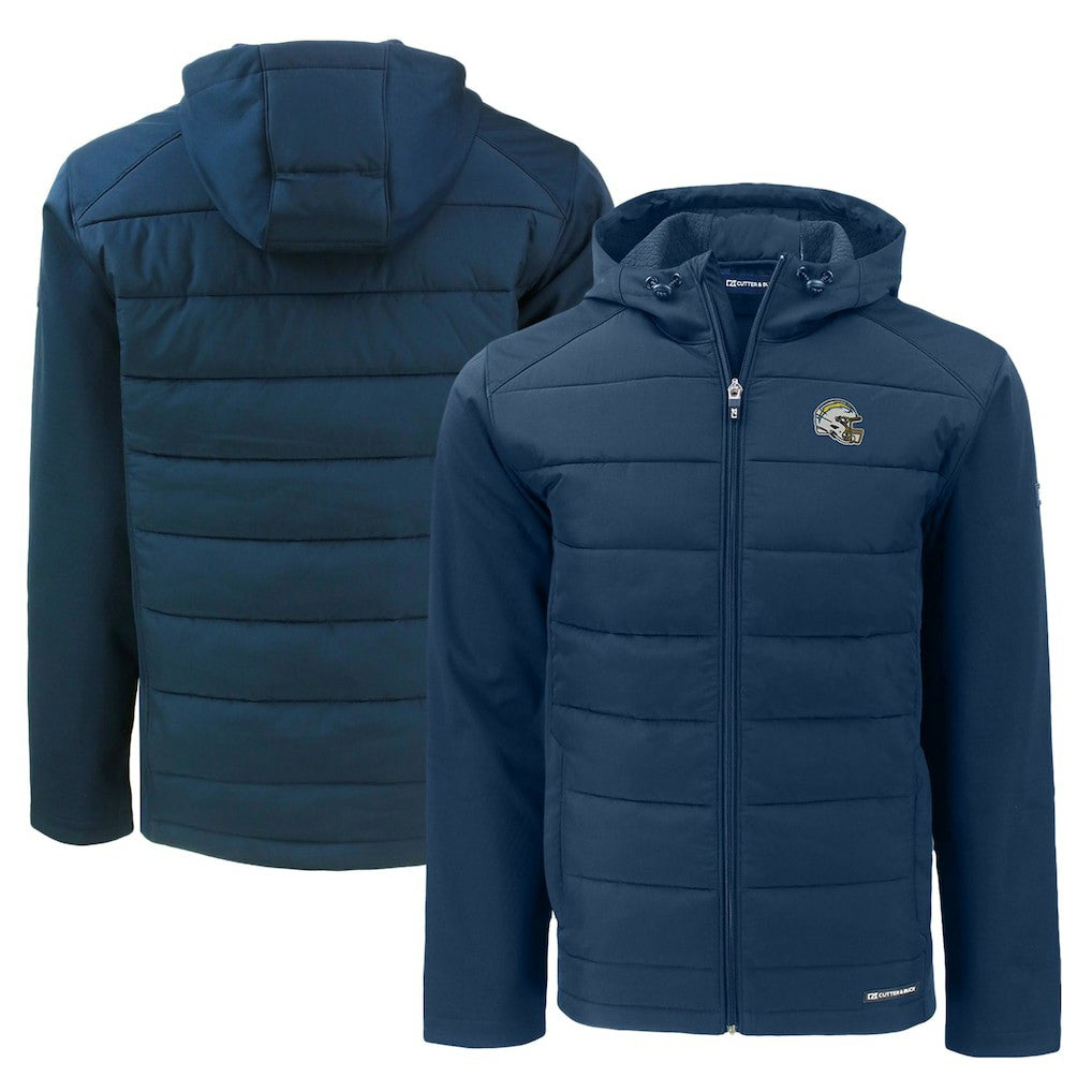 Los Angeles Chargers Cutter & Buck Helmet Evoke Hybrid Eco Softshell Recycled Full-Zip Hoodie Jacket - Navy sale