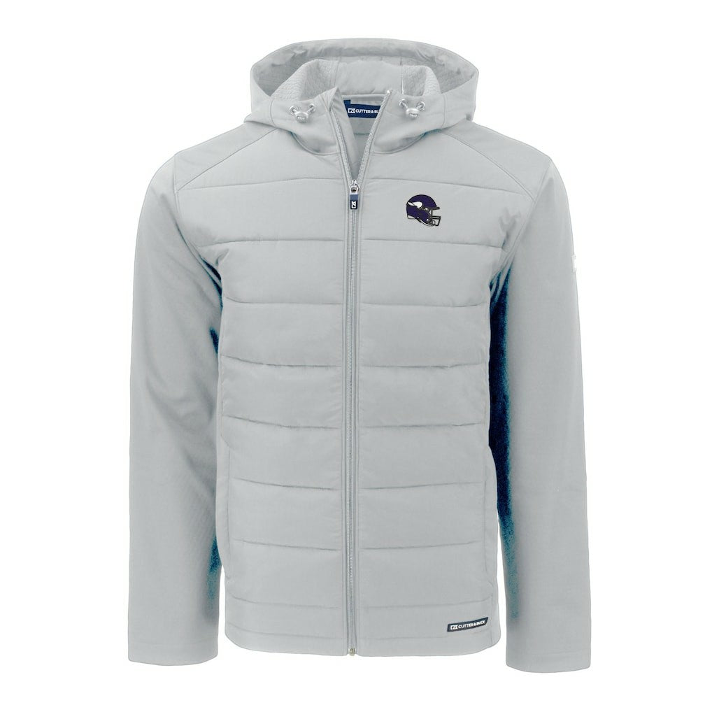 Minnesota Vikings Cutter & Buck Helmet Evoke Hybrid Eco Softshell Recycled Full-Zip Hoodie Jacket - Gray discount