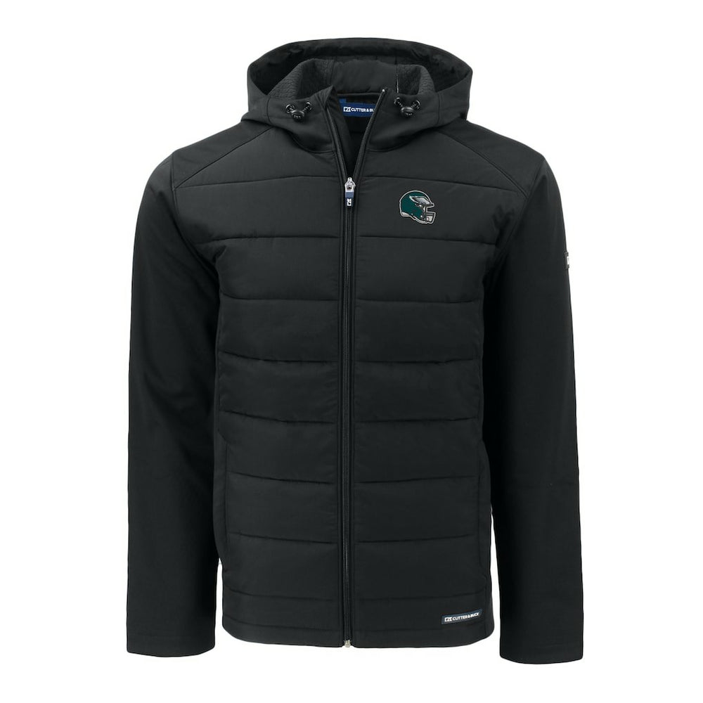 Philadelphia Eagles Cutter & Buck Helmet Evoke Hybrid Eco Softshell Recycled Full-Zip Hoodie Jacket - Black sale