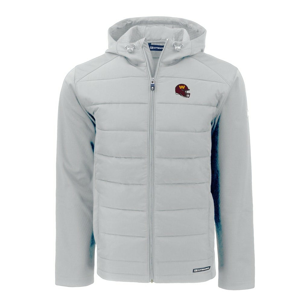 Washington Commanders Cutter & Buck Helmet Evoke Hybrid Eco Softshell Recycled Full-Zip Hoodie Jacket - Gray on sale