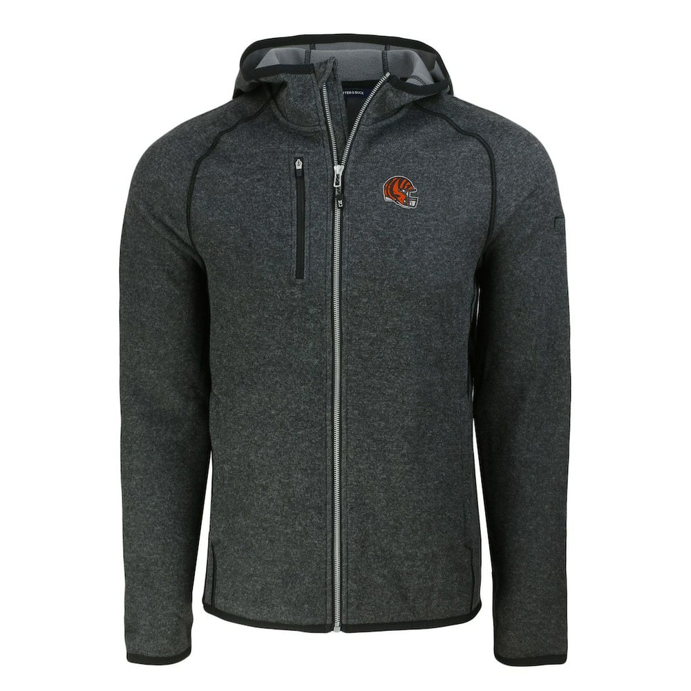 Cincinnati Bengals Cutter & Buck Helmet Mainsail Sweater-Knit Full-Zip Hoodie - Heather Charcoal cheap