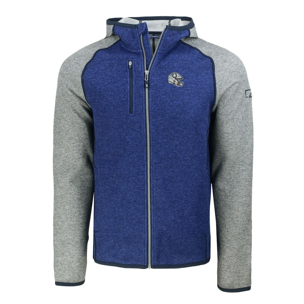 Indianapolis Colts Cutter & Buck Helmet Mainsail Sweater-Knit Full-Zip Hoodie - Royal/Heather Gray sale