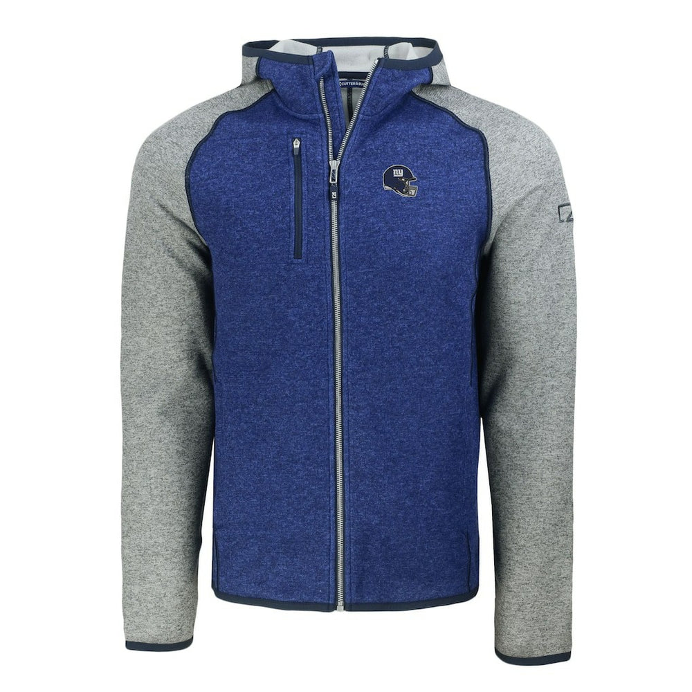 New York Giants Cutter & Buck Helmet Mainsail Sweater-Knit Full-Zip Hoodie - Royal/Heather Gray on sale