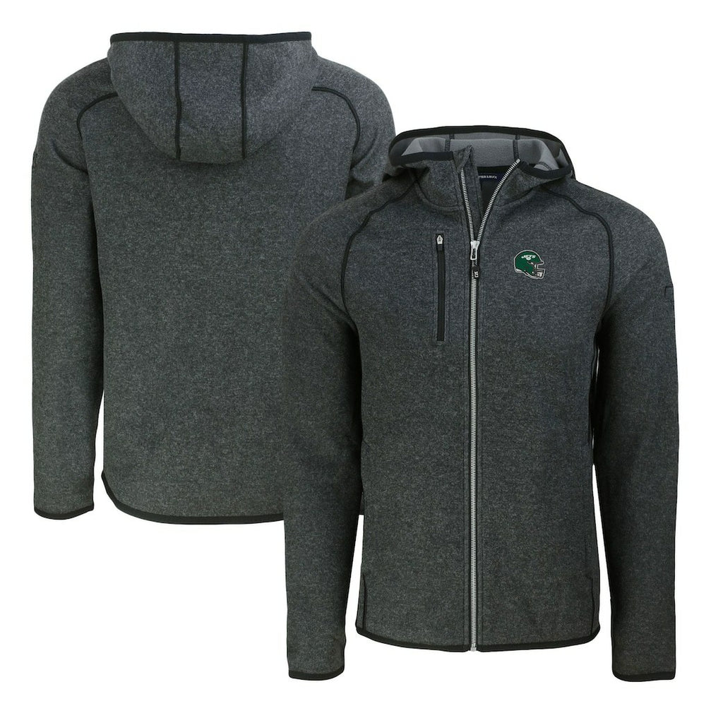 New York Jets Cutter & Buck Helmet Mainsail Sweater-Knit Full-Zip Hoodie - Heather Charcoal discount