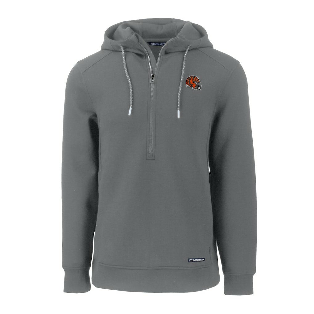 Cincinnati Bengals Cutter & Buck Helmet Roam Eco Half-Zip Recycled Pullover Hoodie - Gray outlet