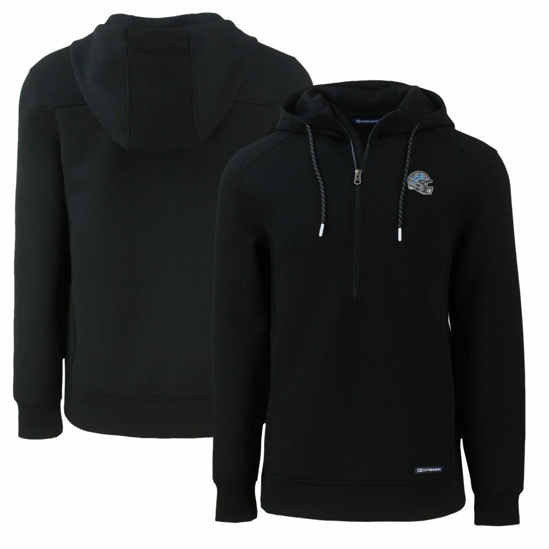 Detroit Lions Cutter & Buck Helmet Roam Eco Half-Zip Recycled Pullover Hoodie - Black sale