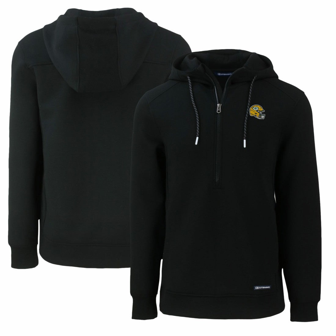 Green Bay Packers Cutter & Buck Helmet Roam Eco Half-Zip Recycled Pullover Hoodie - Black on sale