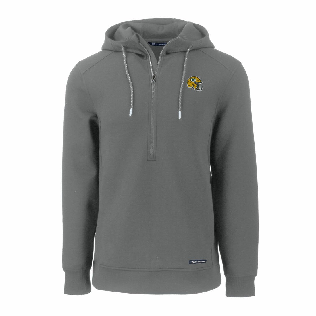 Green Bay Packers Cutter & Buck Helmet Roam Eco Half-Zip Recycled Pullover Hoodie - Gray on sale