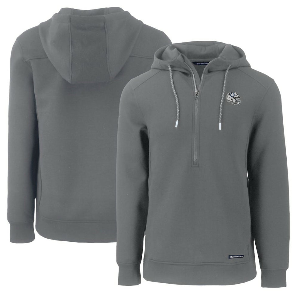 Indianapolis Colts Cutter & Buck Helmet Roam Eco Half-Zip Recycled Pullover Hoodie - Gray on sale