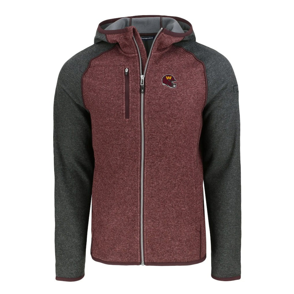 Washington Commanders Cutter & Buck Helmet Mainsail Sweater-Knit Full-Zip Hoodie - Burgundy/Heather Charcoal online