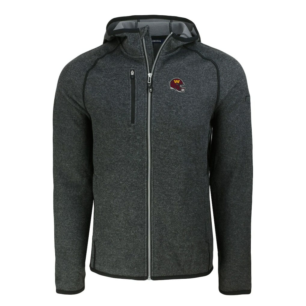 Washington Commanders Cutter & Buck Helmet Mainsail Sweater-Knit Full-Zip Hoodie - Heather Charcoal online
