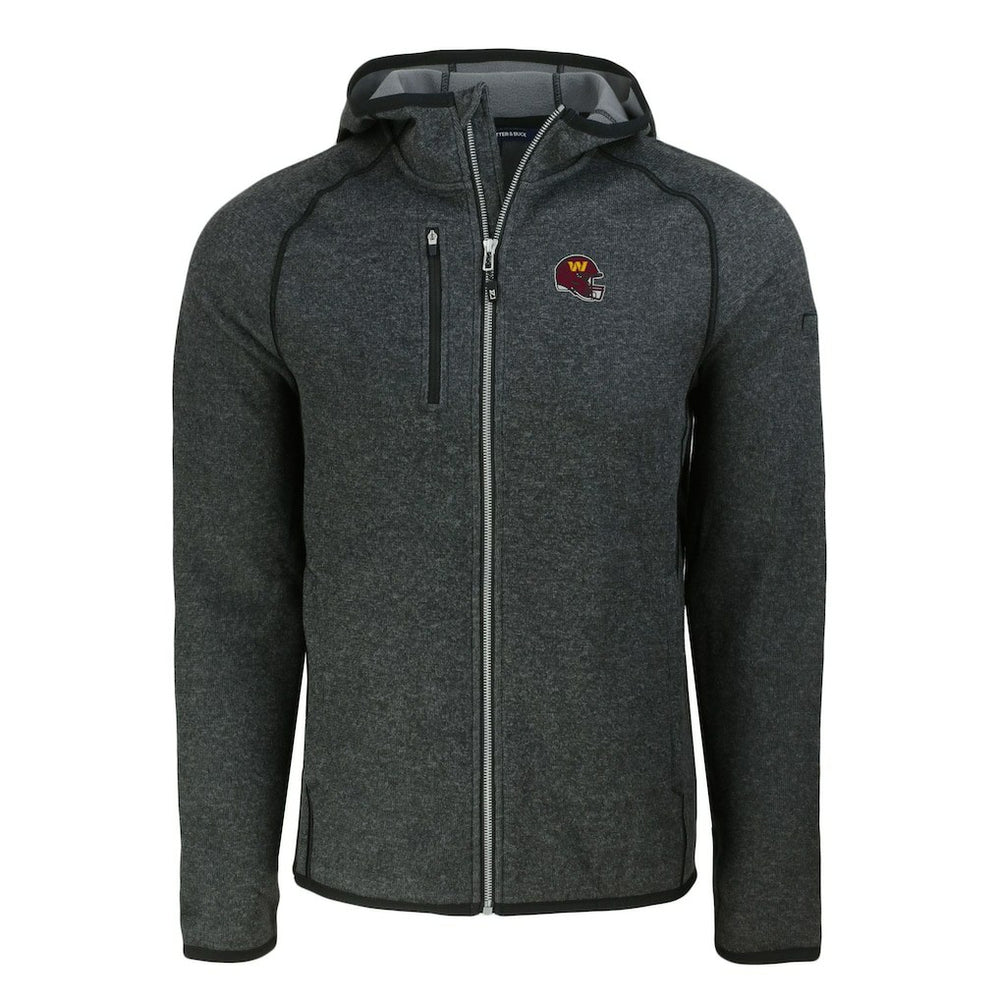 Washington Commanders Cutter & Buck Helmet Mainsail Sweater-Knit Full-Zip Hoodie - Heather Charcoal online