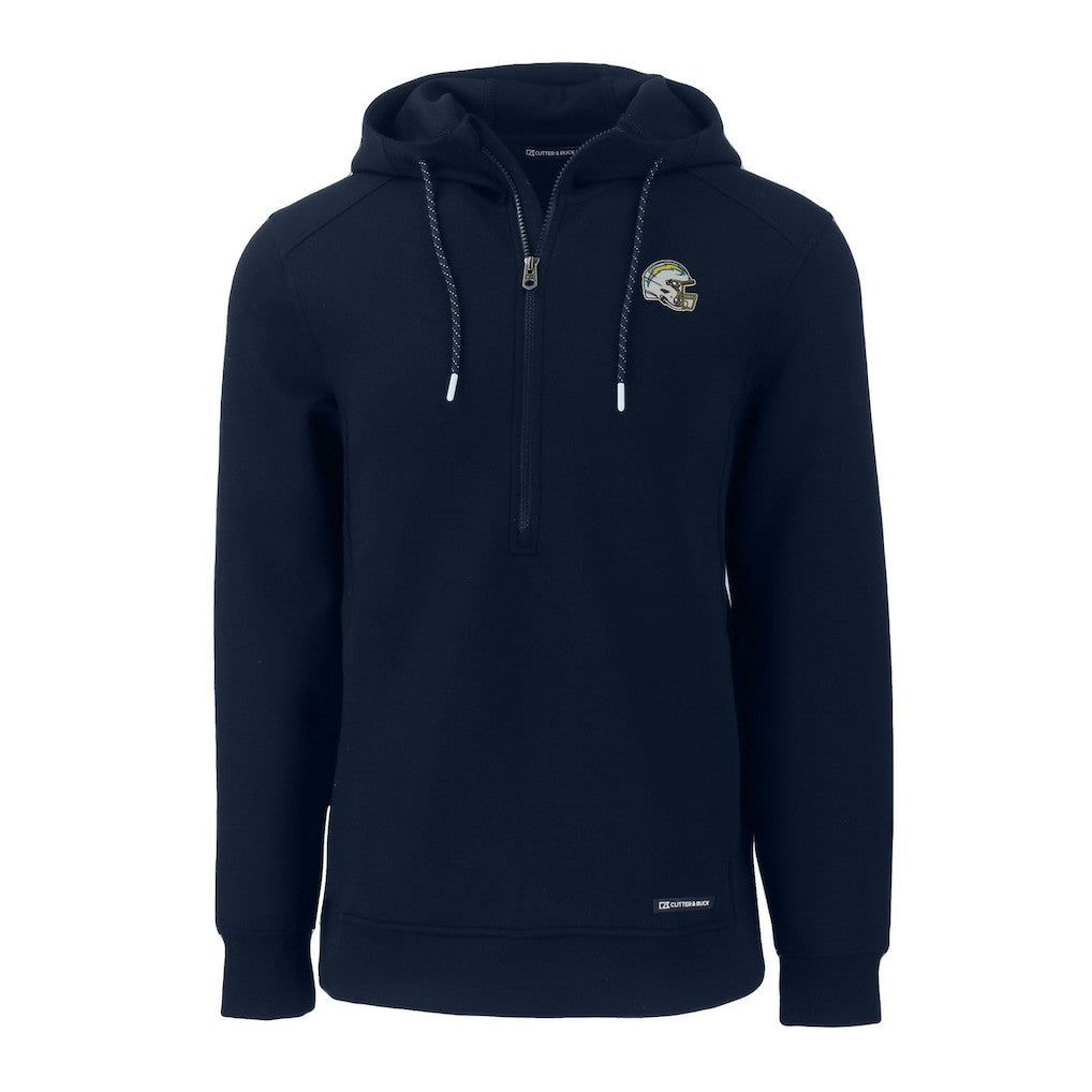 Los Angeles Chargers Cutter & Buck Helmet Roam Eco Half-Zip Recycled Pullover Hoodie - Navy sale