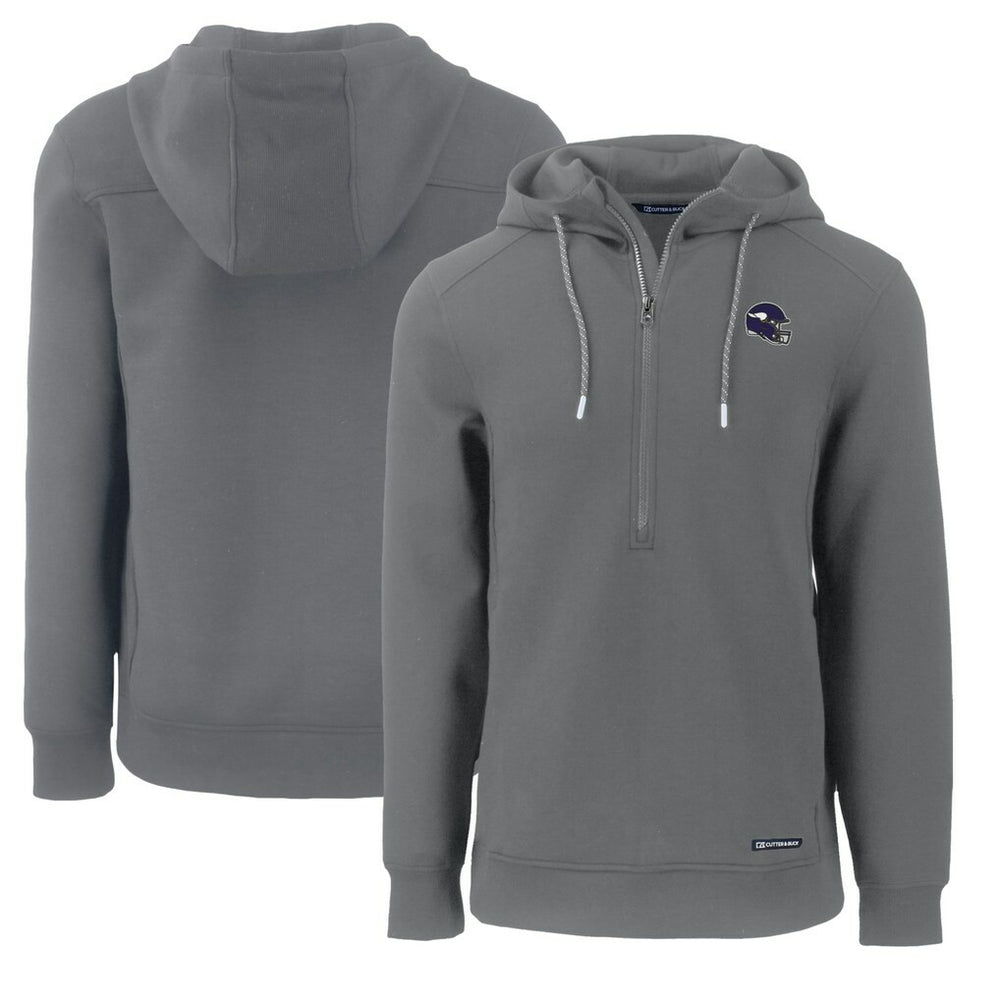 Minnesota Vikings Cutter & Buck Helmet Roam Eco Half-Zip Recycled Pullover Hoodie - Gray online
