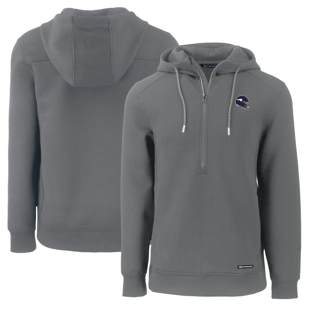 Minnesota Vikings Cutter & Buck Helmet Roam Eco Half-Zip Recycled Pullover Hoodie - Gray online