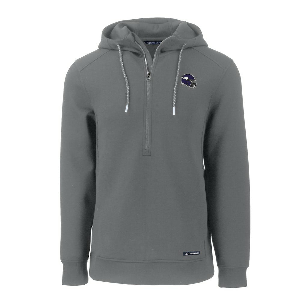 Minnesota Vikings Cutter & Buck Helmet Roam Eco Half-Zip Recycled Pullover Hoodie - Gray online