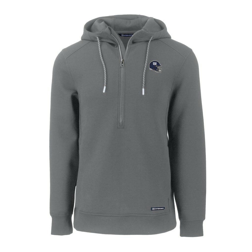 New York Giants Cutter & Buck Helmet Roam Eco Half-Zip Recycled Pullover Hoodie - Gray sale