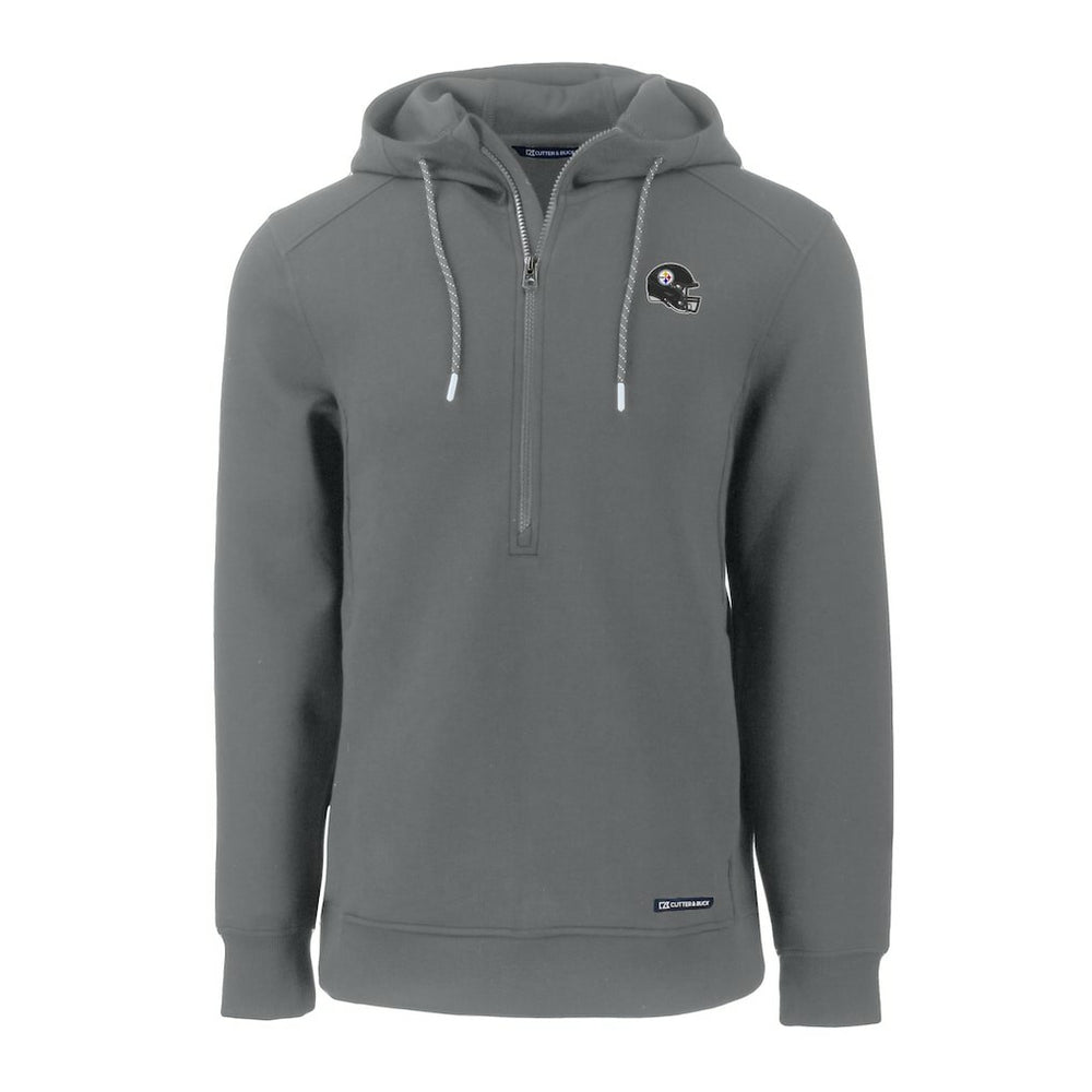 Pittsburgh Steelers Cutter & Buck Helmet Roam Eco Half-Zip Recycled Pullover Hoodie - Gray sale
