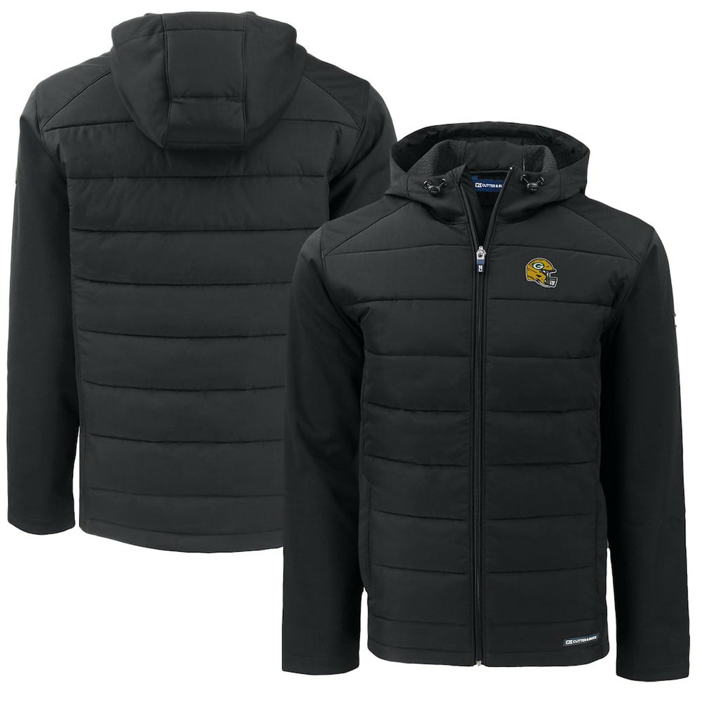 Green Bay Packers Cutter & Buck Helmet Big & Tall Evoke Hybrid Eco Softshell Recycled Full-Zip Jacket - Black online