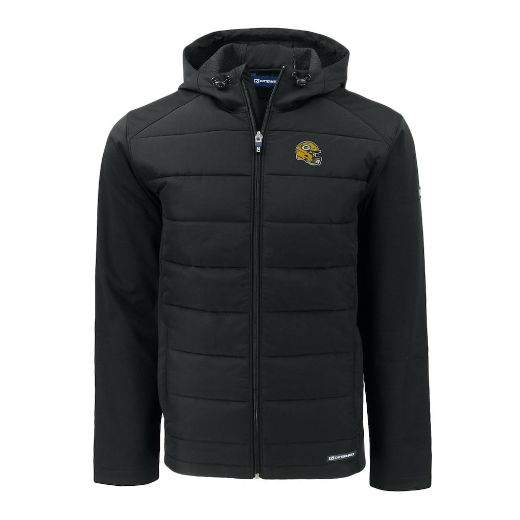 Green Bay Packers Cutter & Buck Helmet Big & Tall Evoke Hybrid Eco Softshell Recycled Full-Zip Jacket - Black online
